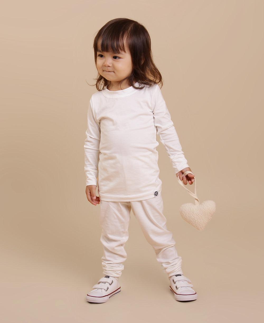 Conjunto Pijama Infantil Unissex Manga Longa MiniMalista Liso Branco Off - MiniMalista Baby - Ano Novo, anonovo, b2b, Frio, Kids, Neutro, new, Reveillon, Unissex -bebê-minimalista-estiloso