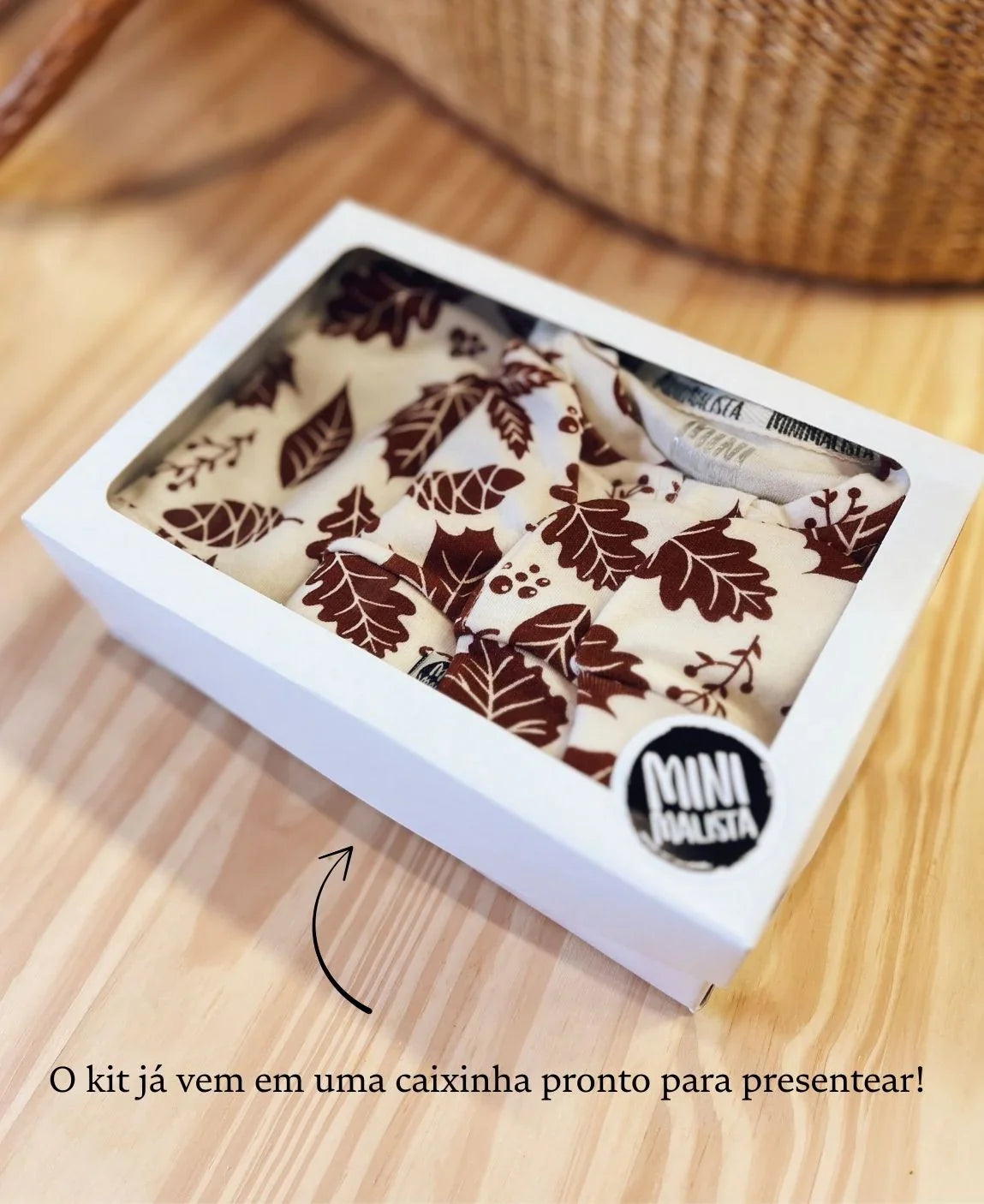 Kit Presente Saída de Maternidade Bebê 4 peças | Fall - Com Caixa Presente