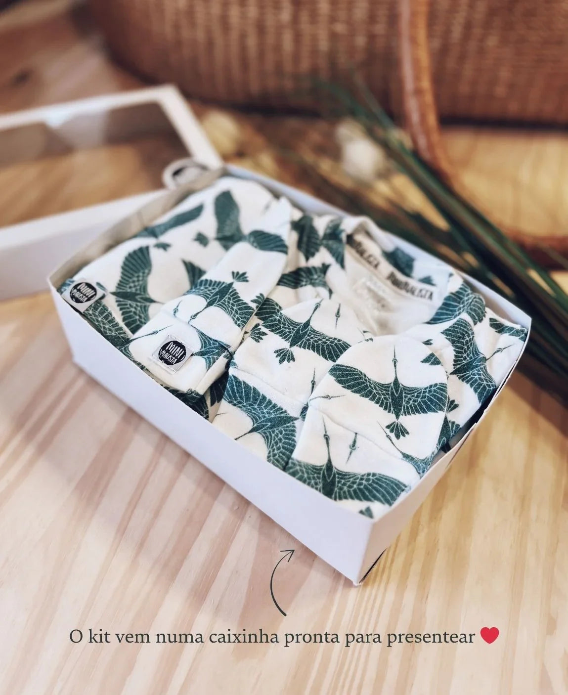 Kit Presente Saída de Maternidade Bebê 4 peças | Blue Flock - Com Caixa Presente