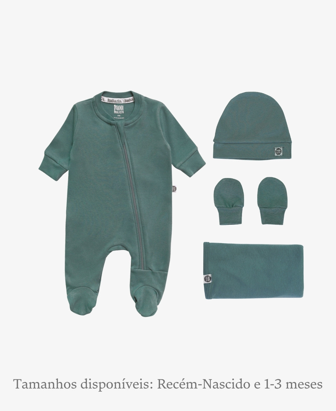 Kit Presente Saída de Maternidade Bebê 4 peças | Liso Goblin Blue - Com Caixa Presente