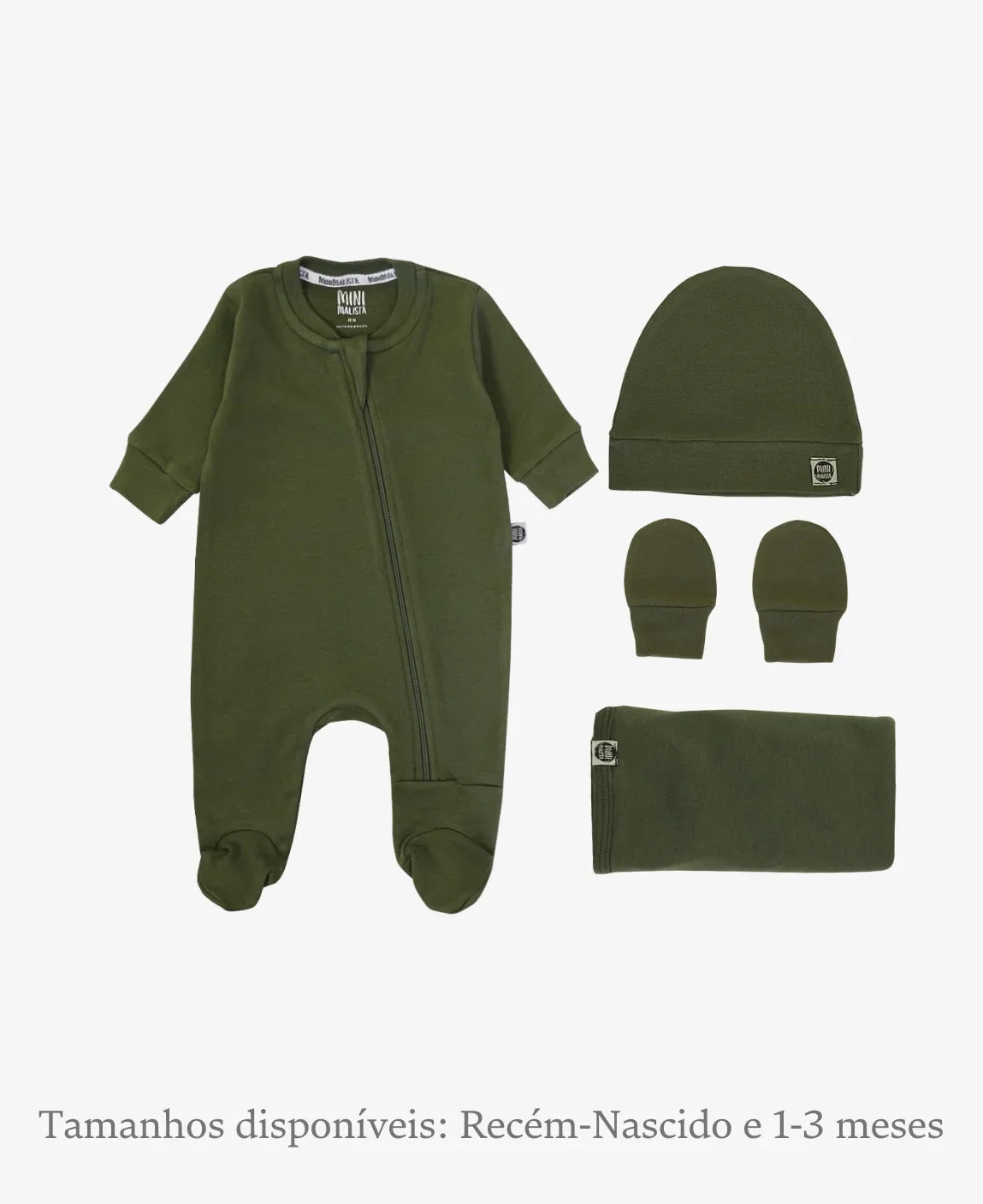 Kit Presente Saída de Maternidade Bebê 4 peças | Liso Jungle Green