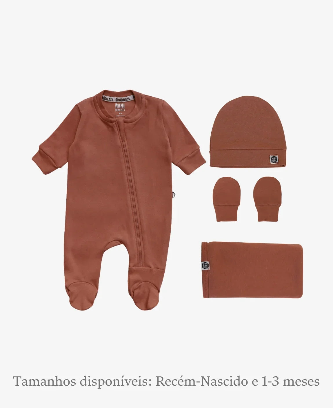 Kit Presente Saída de Maternidade Bebê 4 peças | Liso Chutney