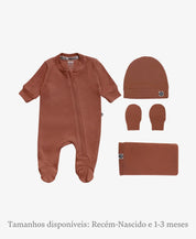 Kit Presente Saída de Maternidade Bebê 4 peças | Liso Chutney