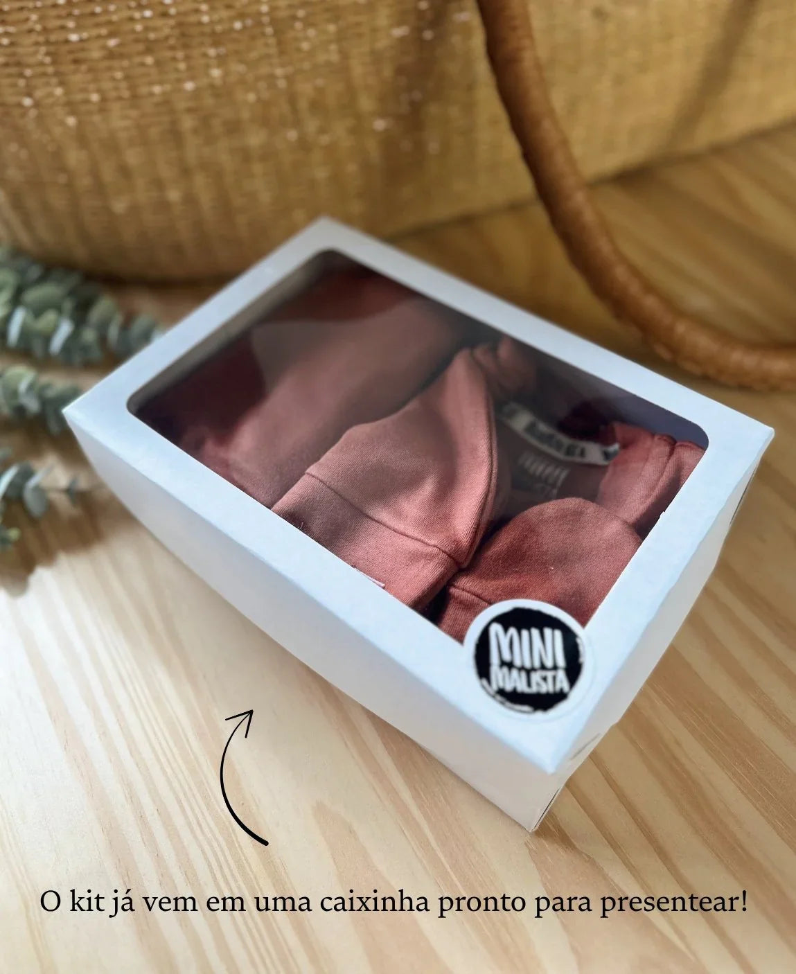 Kit Presente Saída de Maternidade Bebê 4 peças | Liso Chutney