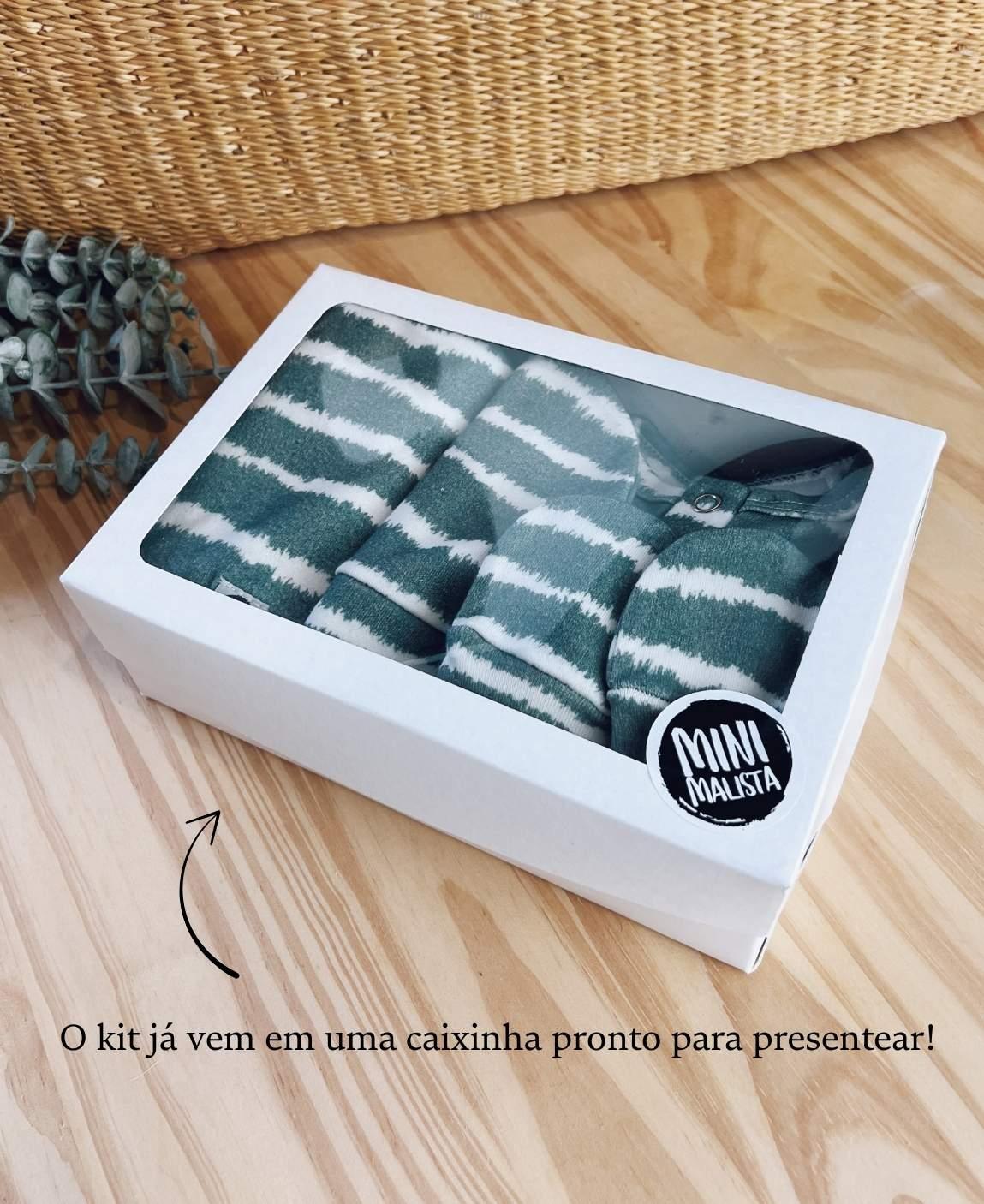Kit Presente Saída de Maternidade Bebê 4 peças | Tie Dye - Com Caixa Presente