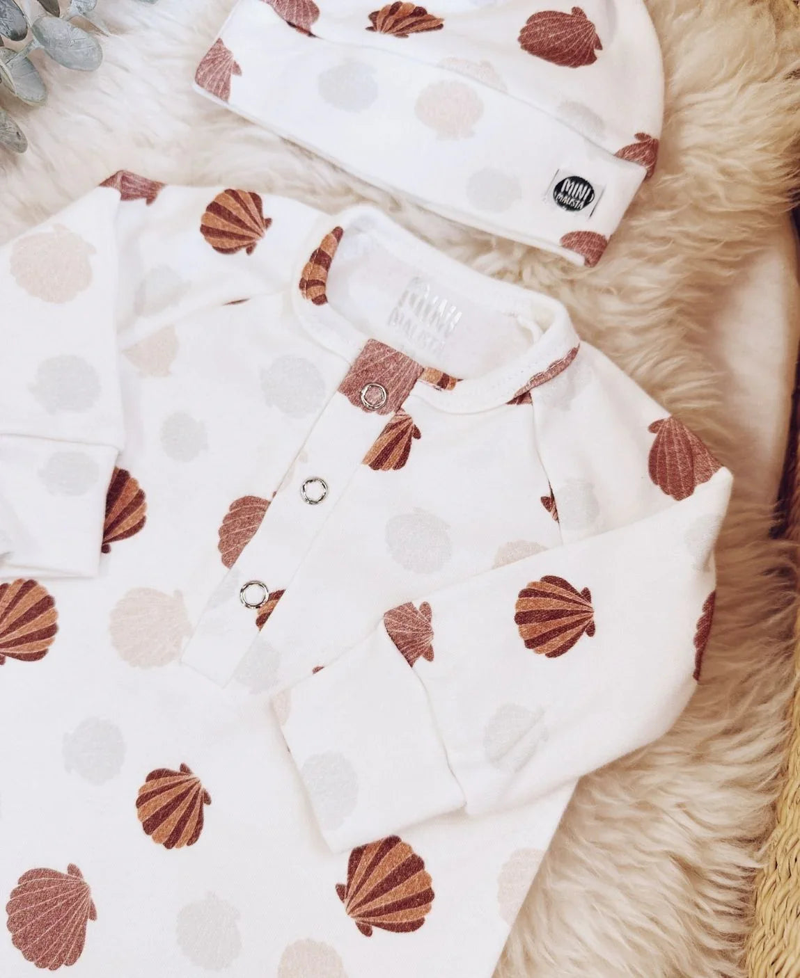 Kit Presente Saída de Maternidade Bebê 4 peças | Seashell - Com Caixa Presente