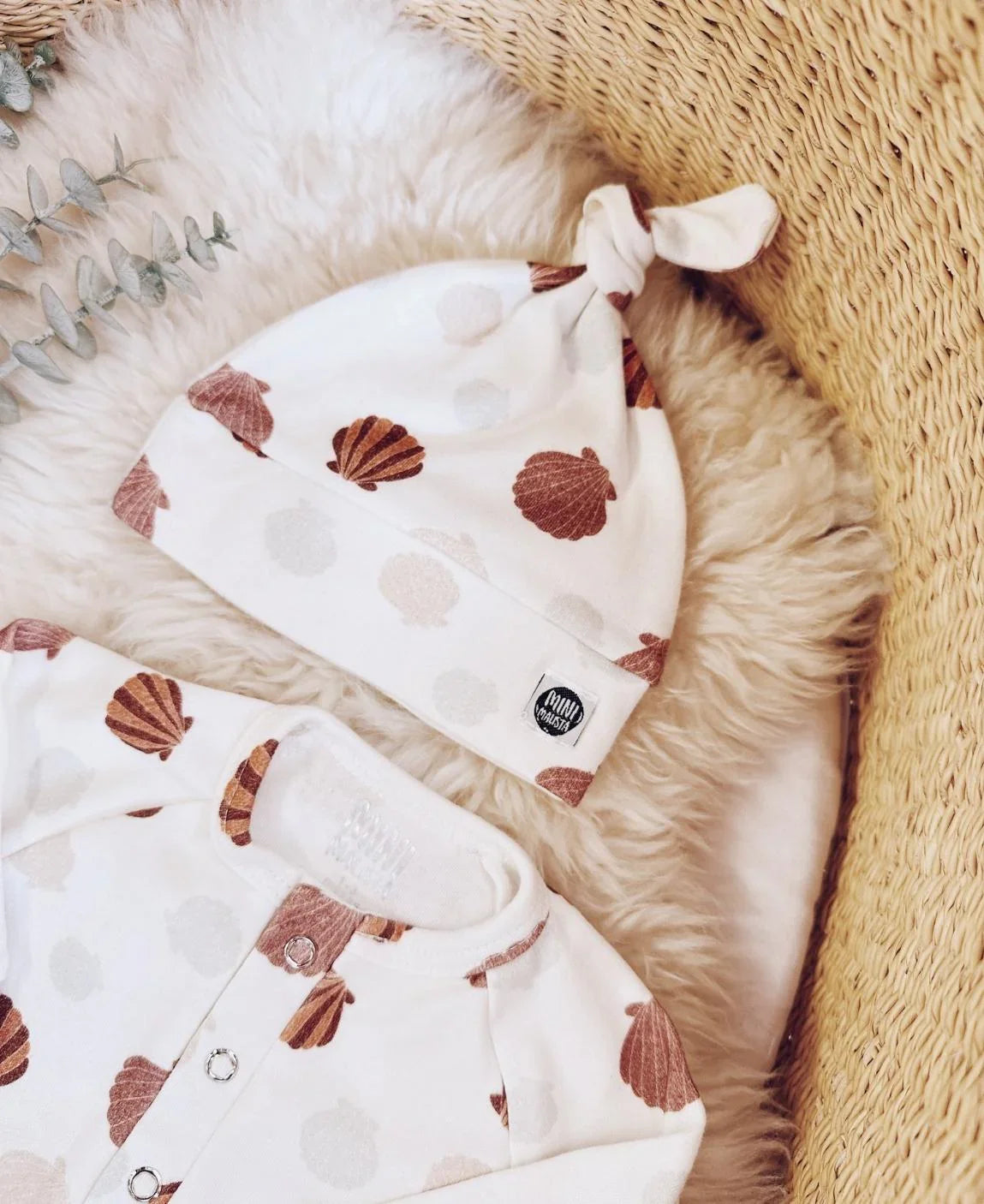 Kit Presente Saída de Maternidade Bebê 4 peças | Seashell - Com Caixa Presente