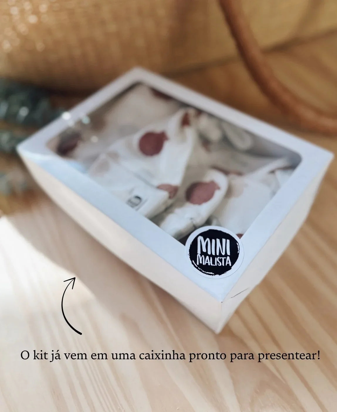 Kit Presente Saída de Maternidade Bebê 4 peças | Seashell - Com Caixa Presente
