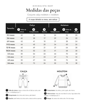 Medidas das peças - Conjunto calça moletom + moletom