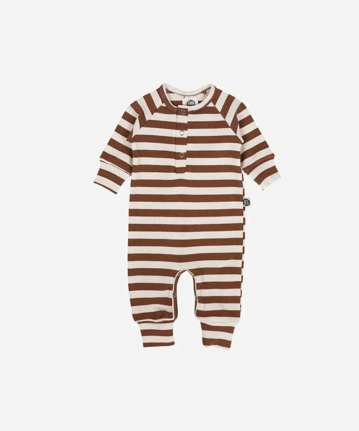 Macacão Bebê Canelado Botões Unissex Listras Caramelo e Branco Off - MiniMalista Baby - 0.35, 2macacoespor199, b2b, Baby, black-friday, com-desconto-mm10, Frio, Menino, Neutro, tab-tam-mac-botões, Unissex, Winter Sale 30% -bebê-minimalista-estiloso