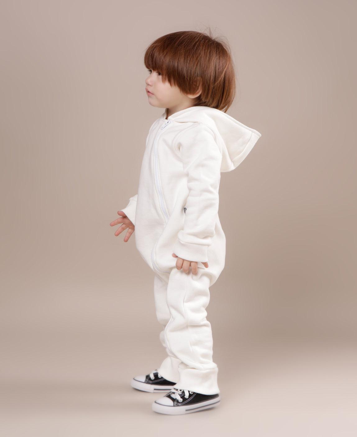 Macacão Bebê Capuz e Ziper Moletom Unissex MiniMalista Liso Branco Off - MiniMalista Baby - Ano Novo, anonovo, b2b, Baby, com-desconto-mm10, Frio, Neutro, new, Reveillon, Unissex, Winter Sale 20% -bebê-minimalista-estiloso