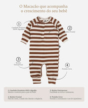 Kit 2 Macacões Canelados | Listras Caramelo e Oak