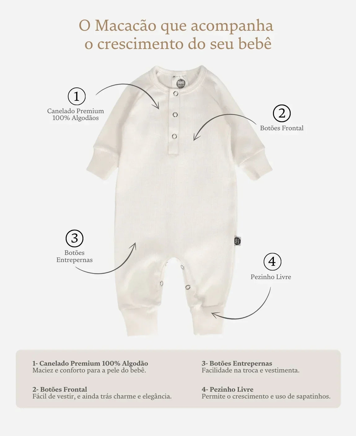 Kit 2 Macacões Canelados | Listras Marrom e Branco Off