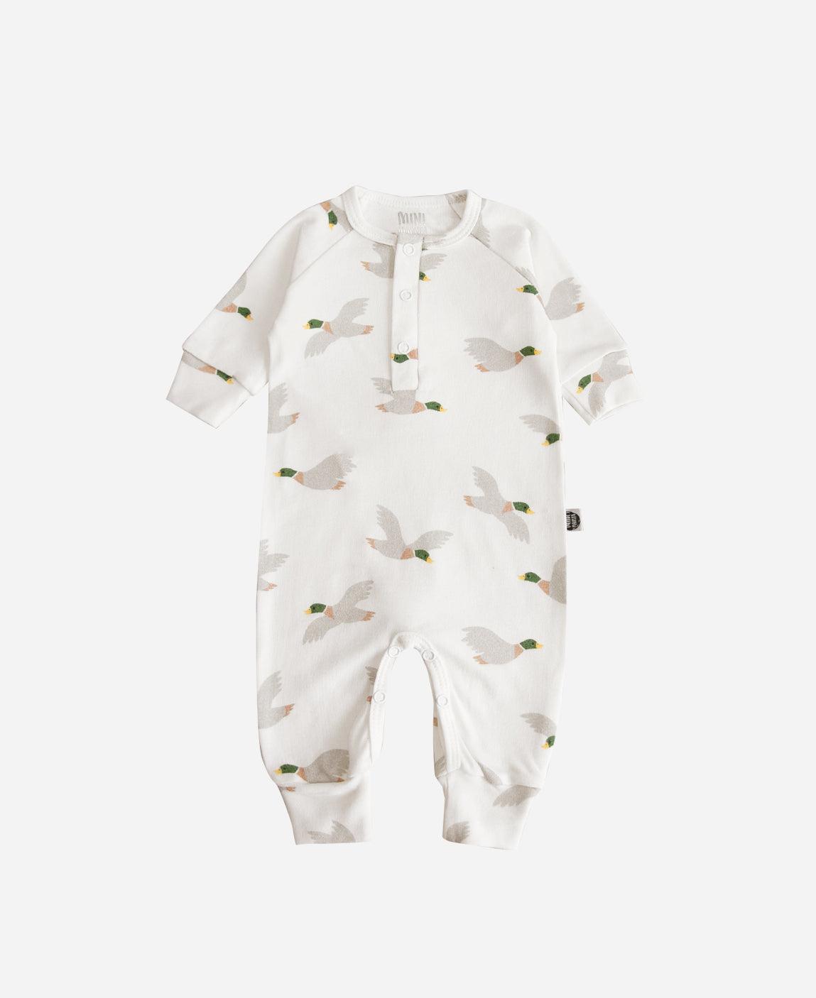 Macacão de Bebê Raglan Botões Unissex Mallard Duck - MiniMalista Baby - b2b, Baby, com-desconto-mm10, Meia Estação, Menino, tab-tam-mac-botões -bebê-minimalista-estiloso