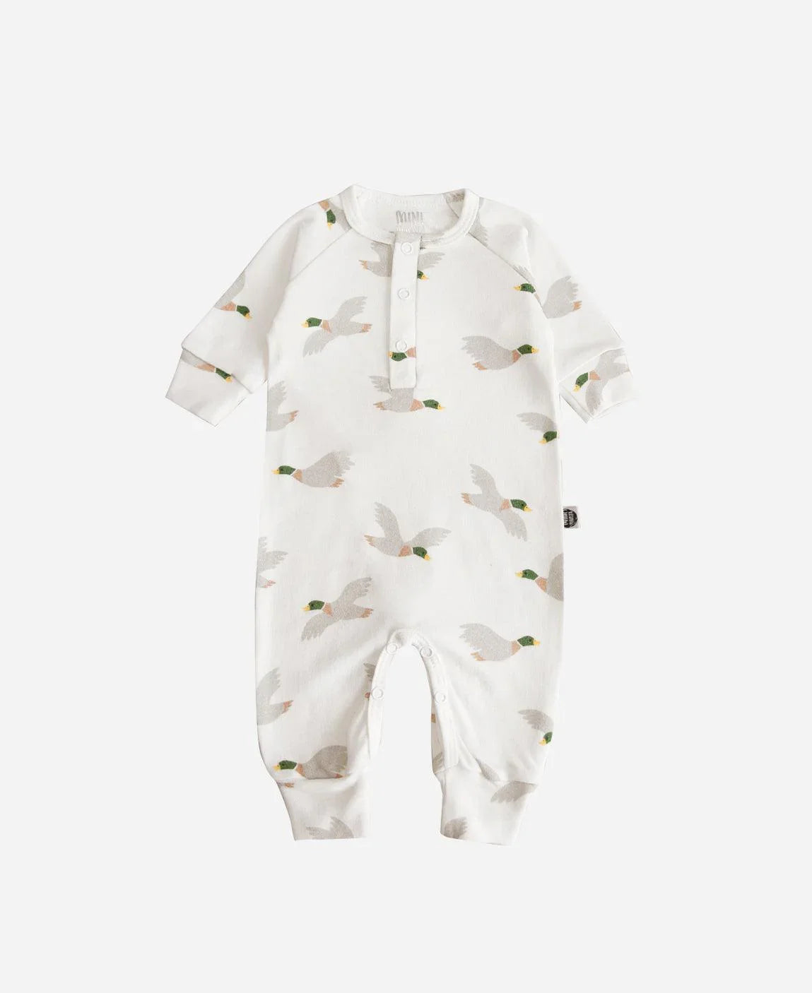 Macacão de Bebê Raglan Botões Unissex | Mallard Duck - MiniMalista Baby - 0.3, 2macacoespor199, b2b, Baby, black-friday, com-desconto-mm10, Meia Estação, Menino, tab-tam-mac-botões -bebê-minimalista-estiloso