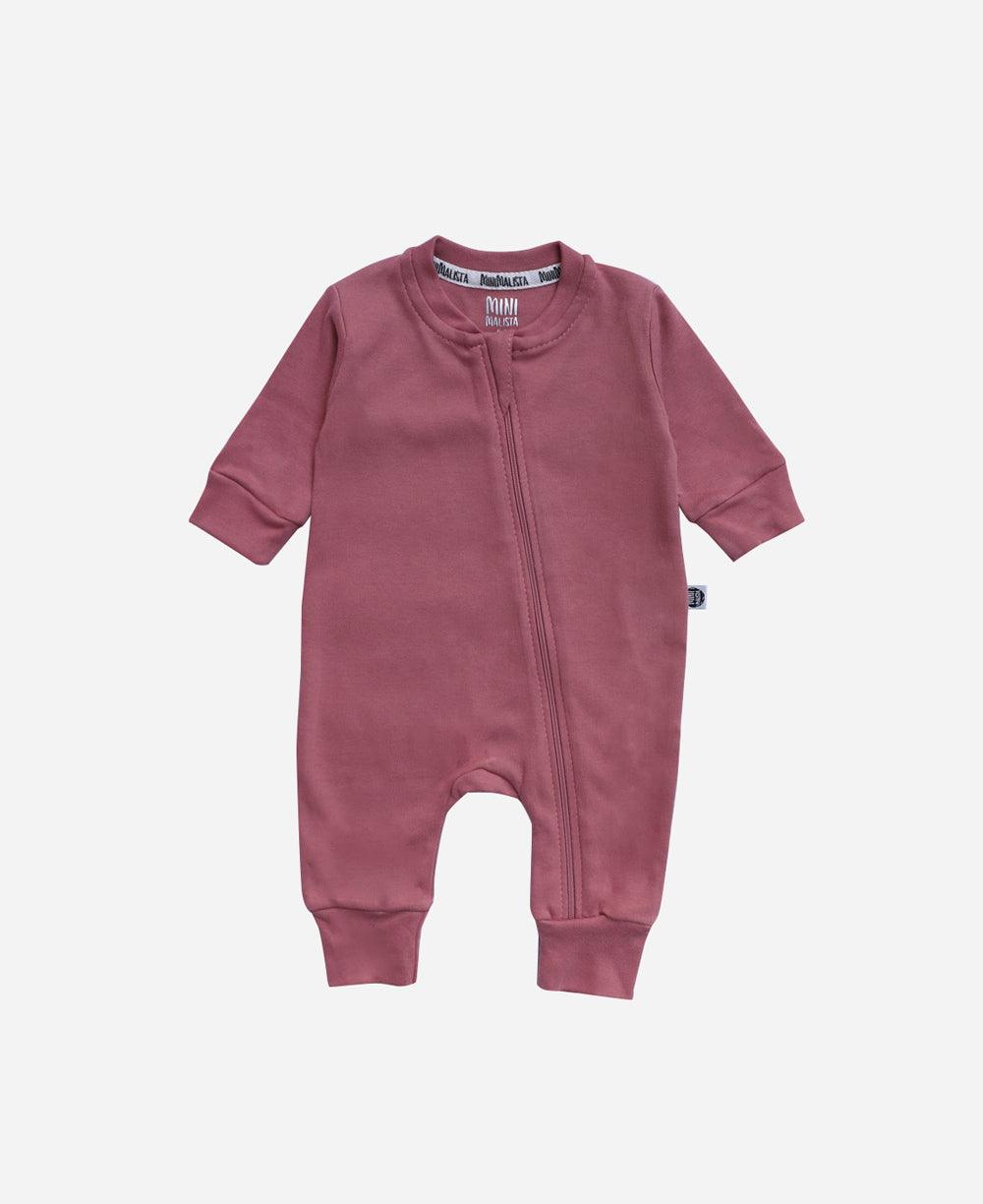 Macacão de Bebê Ziper Unissex MiniMalista Liso Dark Rose - MiniMalista Baby - b2b, Baby, com-desconto-mm10, Meia Estação, Menina, tab-tam-macacão-ziper -bebê-minimalista-estiloso