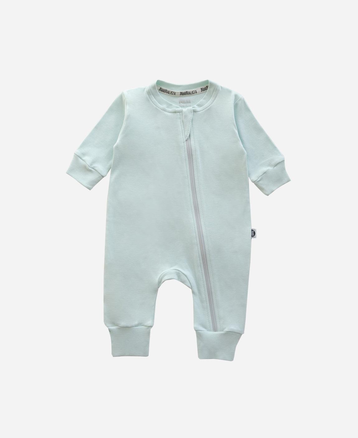 Macacão de Bebê Ziper Unissex MiniMalista Liso Mint - MiniMalista Baby - b2b, Baby, com-desconto-mm10, Meia Estação, Menino, new, tab-tam-macacão-ziper -bebê-minimalista-estiloso