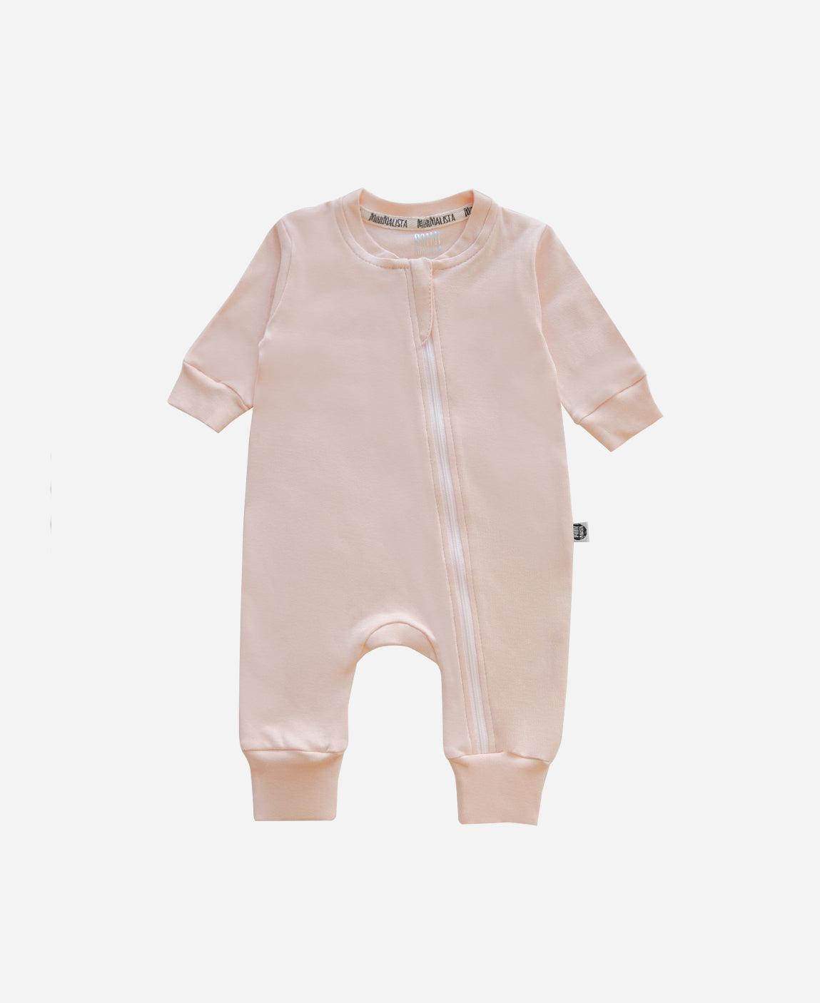 Macacão de Bebê Ziper Unissex MiniMalista Liso Peachy - MiniMalista Baby - b2b, Baby, com-desconto-mm10, Meia Estação, Menina, tab-tam-macacão-ziper -bebê-minimalista-estiloso