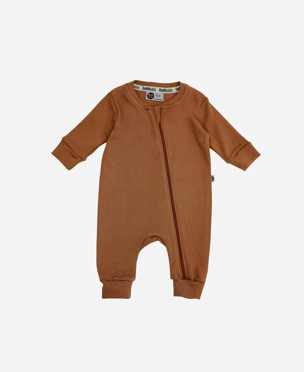 Macacão de Bebê Ziper com opção de Pezinho | Liso Caramelo