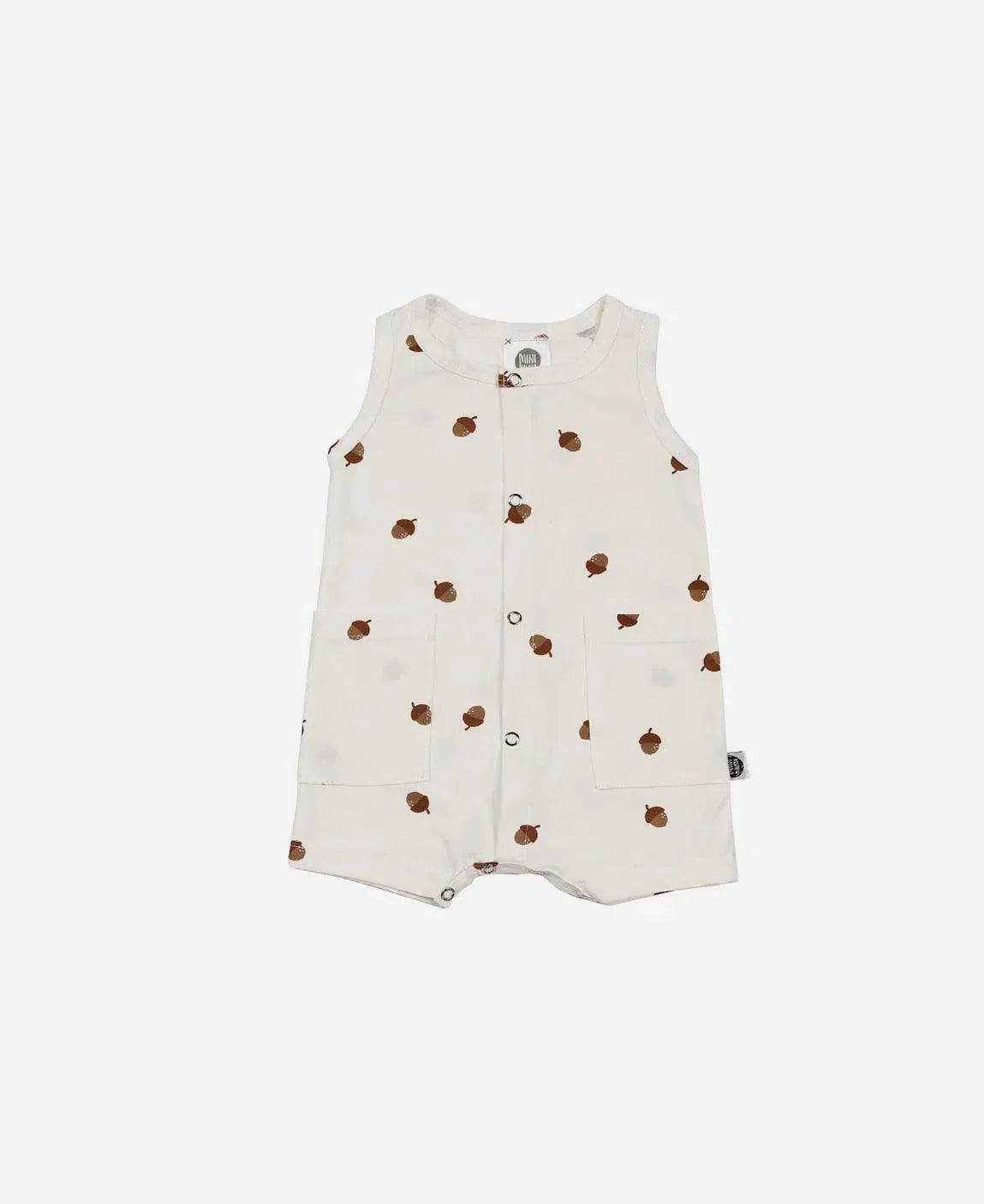 Macaquinho de Verão Botões Regata Unissex | Acorn - MiniMalista Baby - 0.3, b2b, Baby, Bege, black-friday, Calor, com-desconto-mm10, Kids, Menina, Menino, Neutro, tab-tam-macaquinho-tank-romper, Tons Terrosos, Unissex, Verão -bebê-minimalista-estiloso
