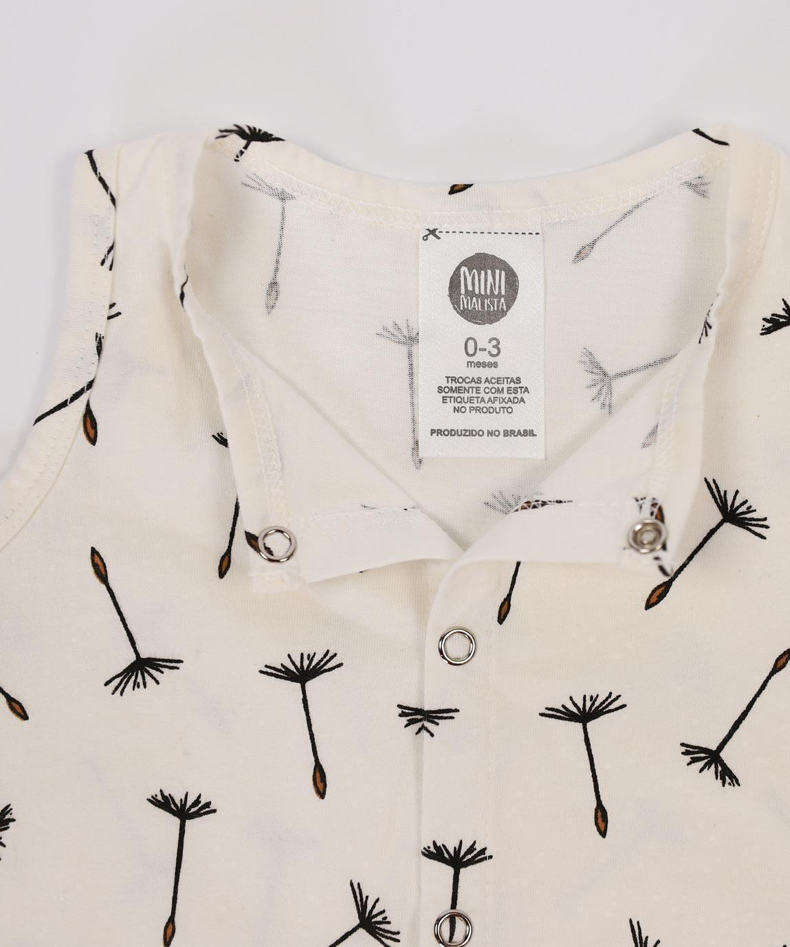 Macaquinho de Verão Botões Regata Unissex | Dandelion - MiniMalista Baby - 0.2, 0.3, Ano Novo, b2b, Baby, black-friday, Calor, com-desconto-mm10, Kids, Menino, Neutro, Reveillon, tab-tam-macaquinho-tank-romper, Unissex, Verão, Winter Sale 30% -bebê-minimalista-estiloso