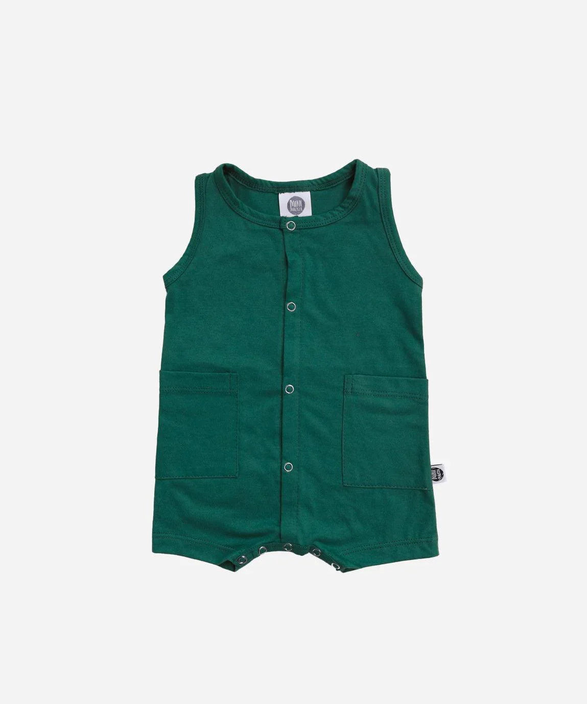 Macaquinho de Verão Botões Regata Unissex | Liso Deep Green - MiniMalista Baby - 0.2, b2b, Baby, black-friday, Calor, Christmas, com-desconto-mm10, Kids, Menino, natal, tab-tam-macaquinho-tank-romper, Verão, Xmas -bebê-minimalista-estiloso