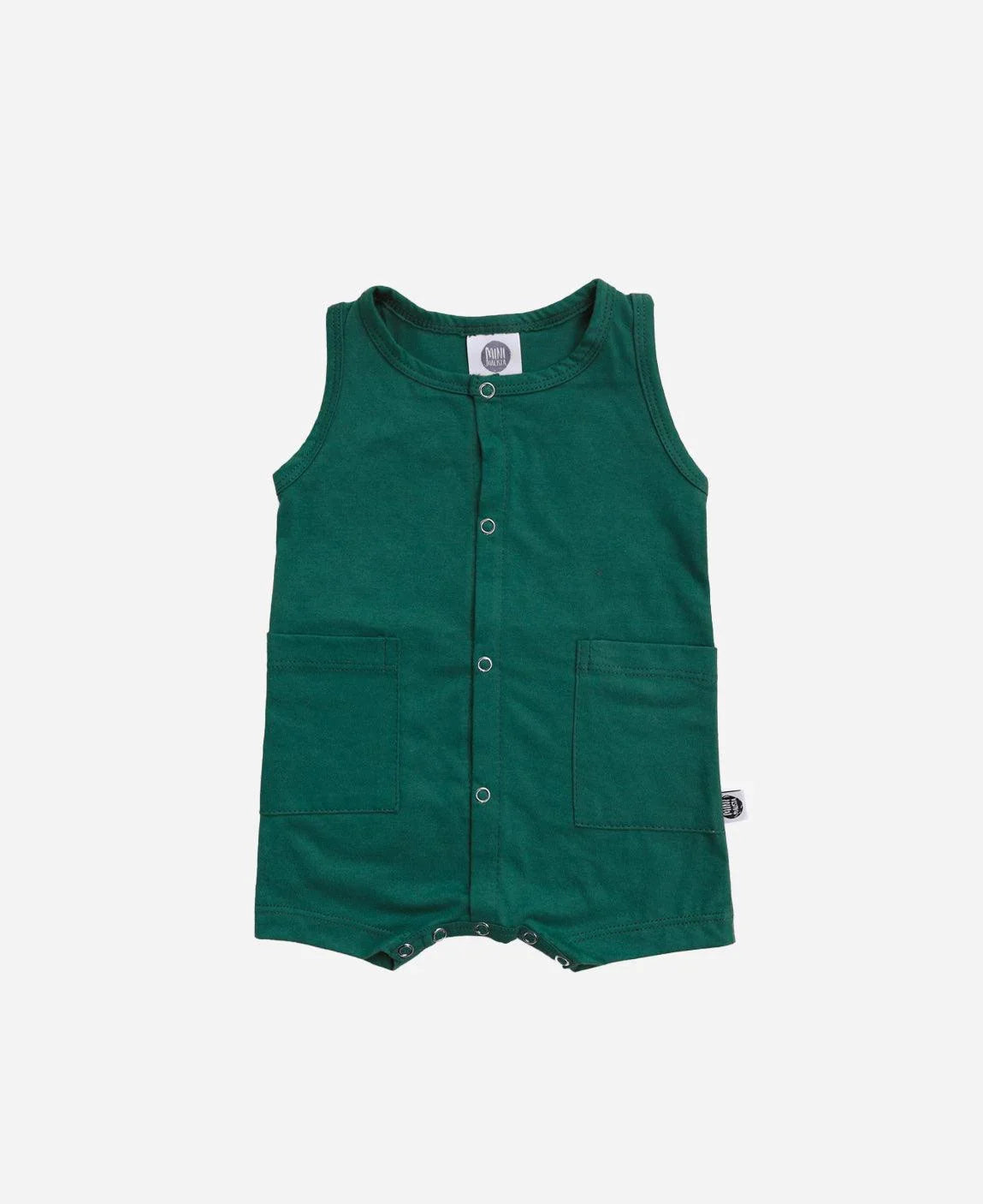 Macaquinho de Verão Botões Regata Unissex | Liso Deep Green - MiniMalista Baby - 0.2, b2b, Baby, black-friday, Calor, Christmas, com-desconto-mm10, Kids, Menino, natal, tab-tam-macaquinho-tank-romper, Verão, Xmas -bebê-minimalista-estiloso