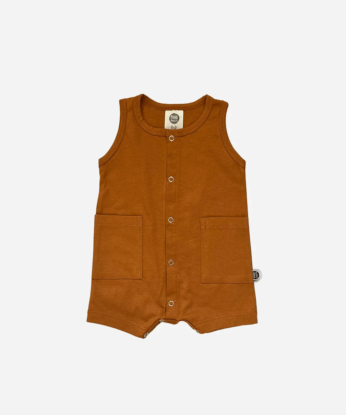 Macaquinho de Verão Botões Regata Unissex | Liso Ginger - MiniMalista Baby - 0.3, 0.35, b2b, Baby, black-friday, Calor, com-desconto-mm10, Kids, Menino, Neutro, tab-tam-macaquinho-tank-romper, Unissex, Verão -bebê-minimalista-estiloso
