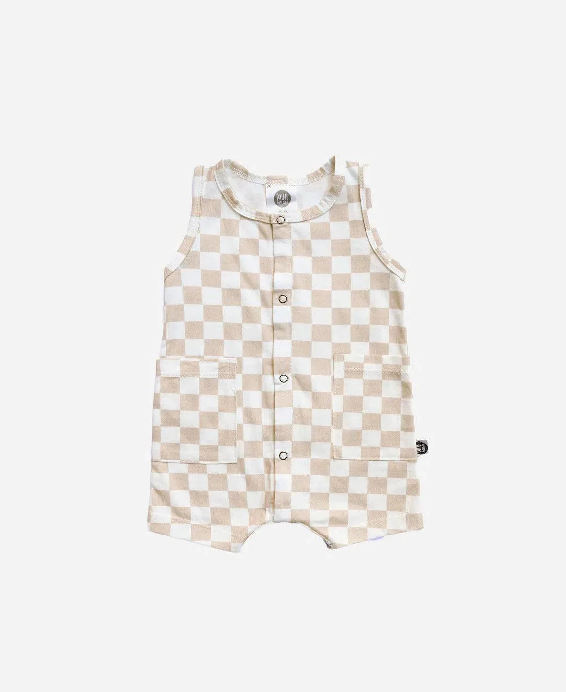 Macaquinho de Verão Botões Regata Unissex | Racer Beige - MiniMalista Baby - 0.3, b2b, Baby, black-friday, Calor, com-desconto-mm10, Kids, Menino, Neutro, tab-tam-macaquinho-tank-romper, Unissex, Verão -bebê-minimalista-estiloso