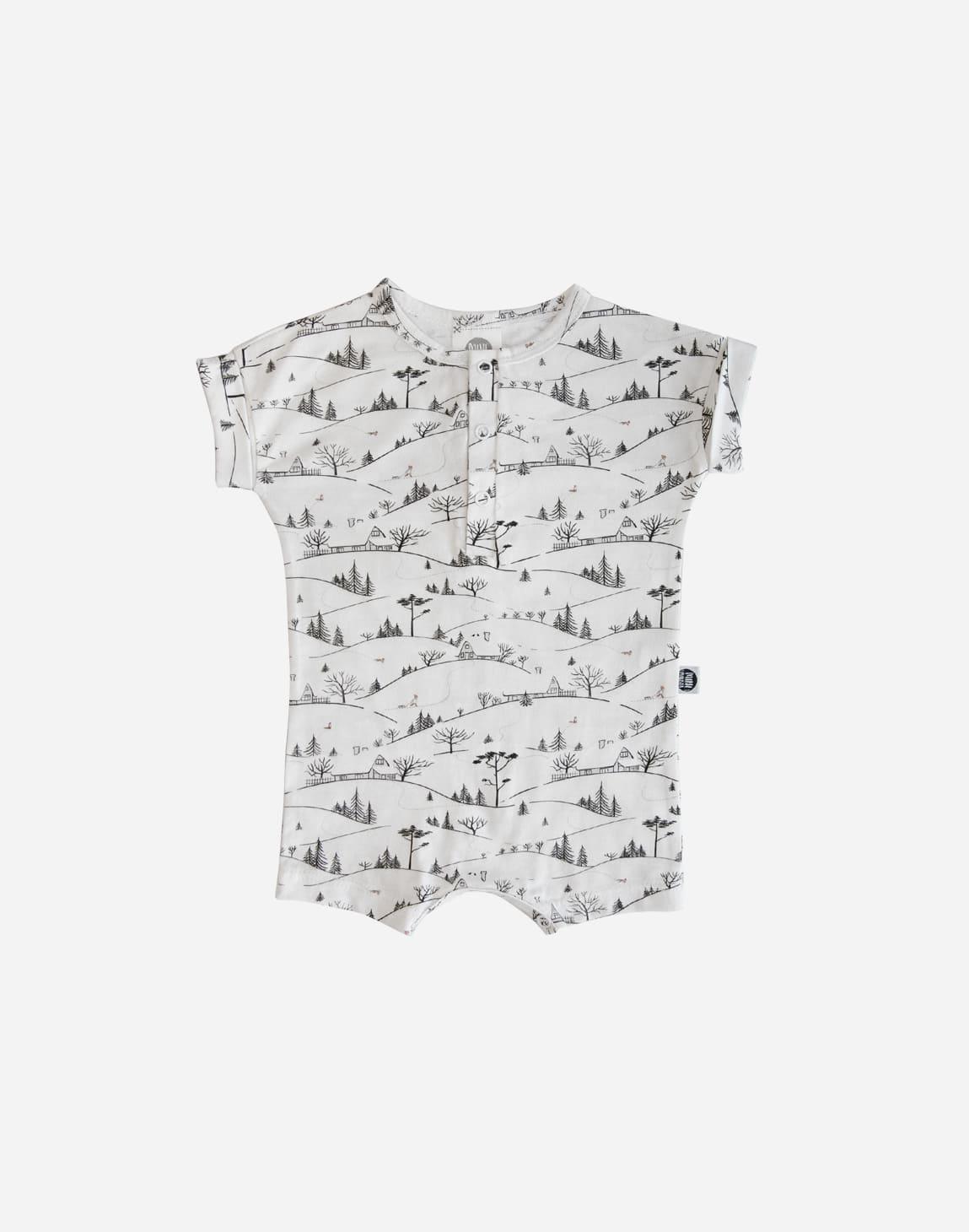 Macaquinho Romper Manguinha Unissex | Village - MiniMalista Baby - 0, b2b, Baby, Calor, Christmas, com-desconto-mm10, Menina, Menino, minime, natal, Neutro, tab-tam-macaquinho-romper, Unissex, Verão, Xmas -bebê-minimalista-estiloso