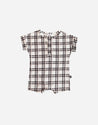 Macaquinho Romper Manguinha Unissex Xadrez Plaid - MiniMalista Baby - b2b, Baby, Calor, com-desconto-mm10, Menino, minime, Verão -bebê-minimalista-estiloso