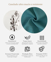 Detalhe da malha canelada Liso Deep Green MiniMalista — textura ripada característica em 100% algodão fio penteado, verde escuro profundo, sensação ultramacia contra a pele.