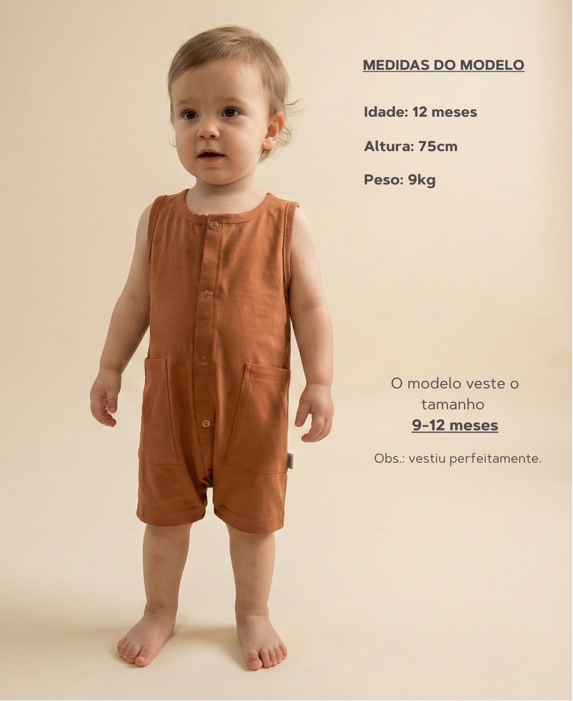 Macaquinho de Verão Botões Regata Unissex | Liso Ginger