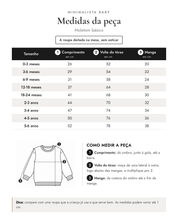 Tabela de medidas da peça | Moletom básico