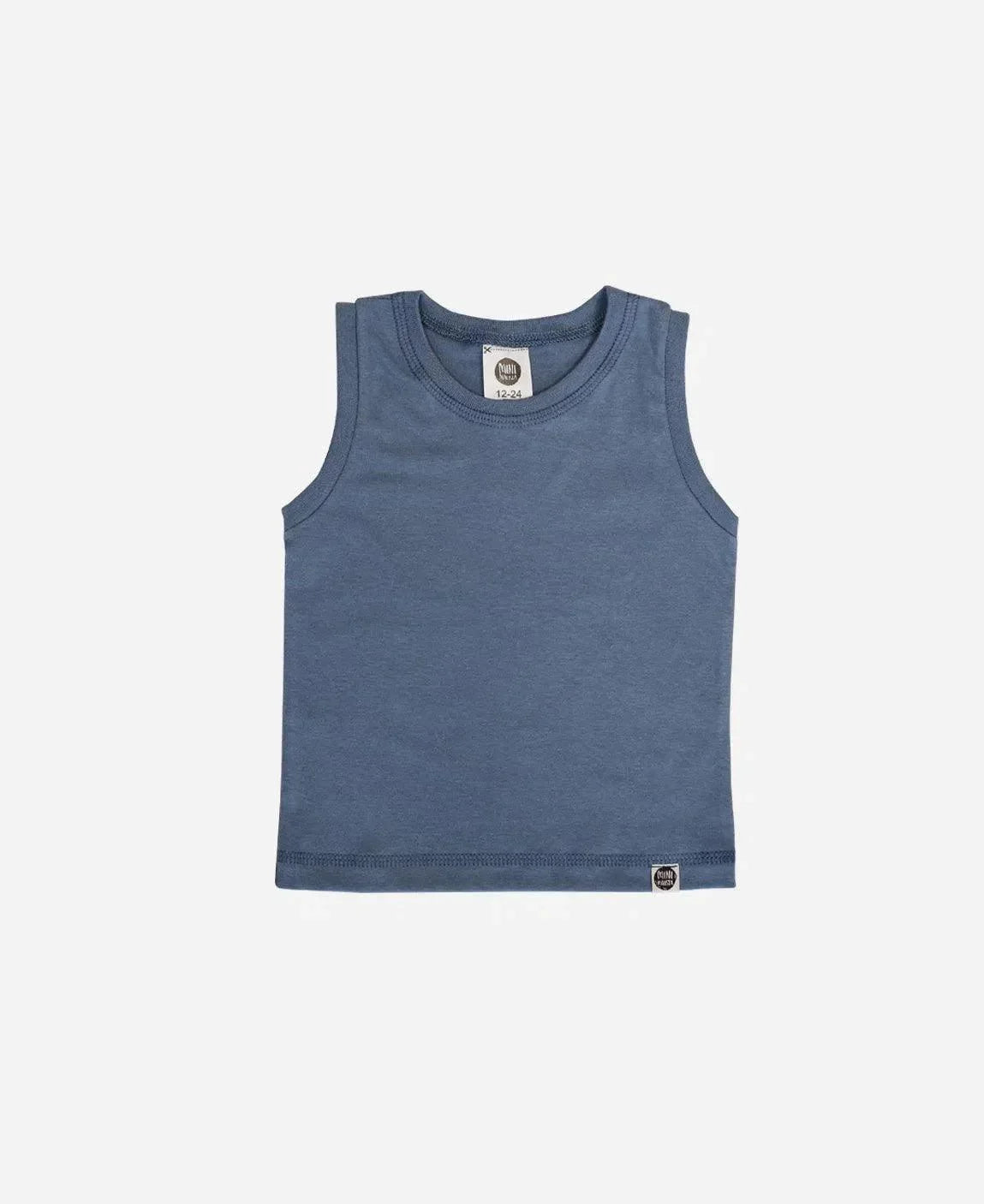 Regata Infantil Unissex MiniMalista Liso Azul - MiniMalista Baby - 0.3, 0.45, b2b, black-friday, Calor, com-desconto-mm10, Menino, tab-tam-regata, Verão -bebê-minimalista-estiloso