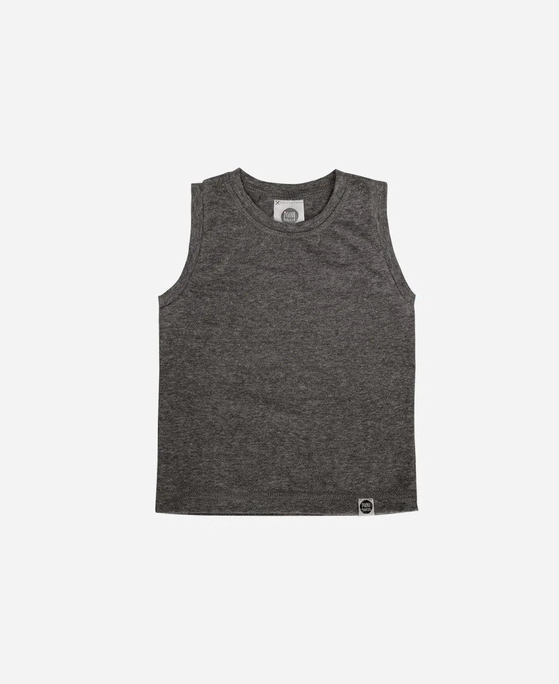 Regata Infantil Unissex MiniMalista Liso | Mescla Escuro - MiniMalista Baby - 0.3, b2b, black-friday, Calor, com-desconto-mm10, Menino, tab-tam-regata, Verão -bebê-minimalista-estiloso