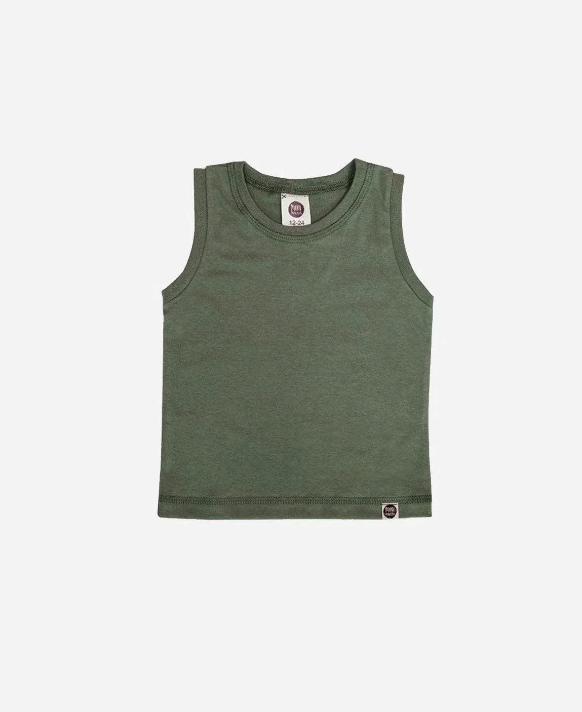 Regata Infantil Unissex MiniMalista Liso Verde - MiniMalista Baby - 0.3, b2b, black-friday, Calor, com-desconto-mm10, Menino, tab-tam-regata, Verão -bebê-minimalista-estiloso