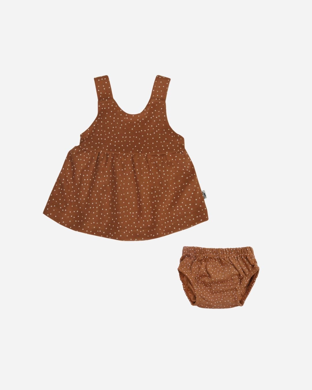 Conjunto Pinafore + Bloomers Bolinhas Outono