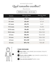 Tabela de tamanhos — medidas da criança | Blusa térmica