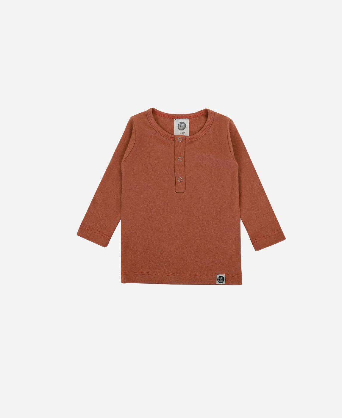 Camiseta Infantil de Inverno Manga Longa Unissex Botões MiniMalista Liso Chutney - MiniMalista Baby - b2b, com-desconto-mm10, Frio, Kids, Neutro, new, Unissex, Winter Sale 20% -bebê-minimalista-estiloso