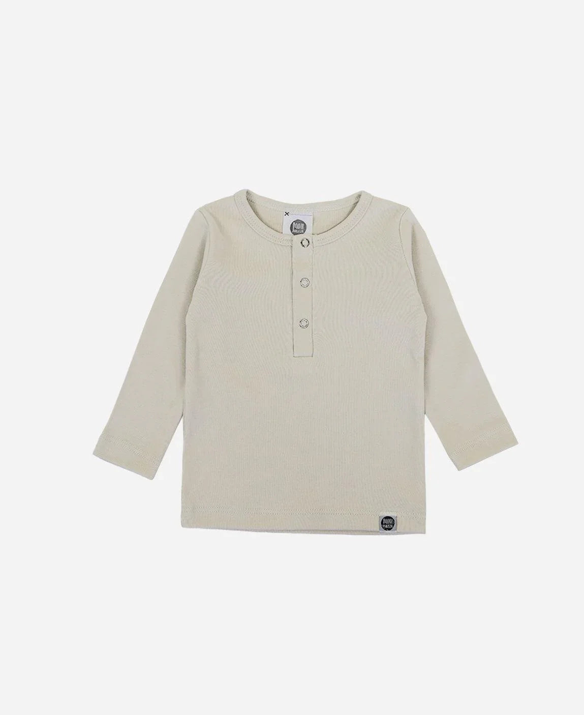Camiseta Infantil de Inverno Manga Longa Unissex Botões MiniMalista Liso Sand - MiniMalista Baby - b2b, com-desconto-mm10, Frio, Kids, Neutro, Unissex -bebê-minimalista-estiloso