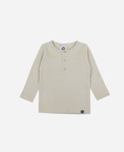 Camiseta Infantil de Inverno Manga Longa Unissex Botões MiniMalista Liso Sand - MiniMalista Baby - b2b, com-desconto-mm10, Frio, Kids, Neutro, Unissex -bebê-minimalista-estiloso